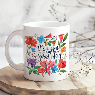 "Es ist ein guter Tag" Boho farbenfrohe Wildblumen Kaffeetasse