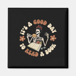 Es ist ein guter Tag, ein Buch zu lesen Skelett Gr Magnet