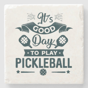 Es ist ein guter Tag, um Pickleball zu spielen Steinuntersetzer