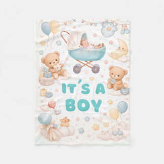 Es ist ein Junge Baby Ankündigungsdesign Fleecedecke