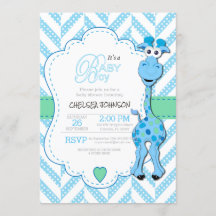Es ist ein Junge - Baby Blue Giraffe - Babydusche