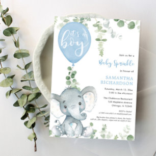 Es ist ein Junge Baby, das niedlichen Elefantenbal Einladung