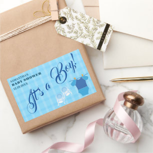 Es ist ein Junge! Baby Dusche Blue Modern. Serviet Rechteckiger Aufkleber