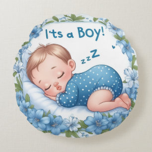 Es ist ein Junge-Baby-Party Rundes Kissen