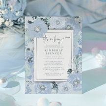 Es ist ein Junge - Baby Shower mit blauer Floral-D