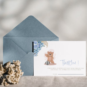 Es ist ein Junge Bär Thankyou card blaue Babydusch