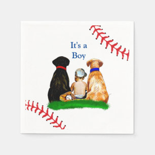 Es ist ein Junge,   Baseball Themed Baby Dusche Serviette