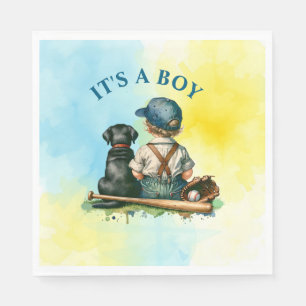 Es ist ein Junge Baseball Themed Baby Dusche Serviette