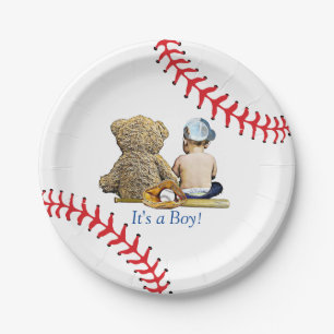 Es ist ein Junge, Baseball Themed Boy's Baby Showe Pappteller