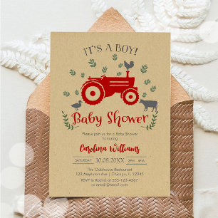 Es ist ein Junge Bauernhof-Traktor-Baby-Shower-Ein Einladung