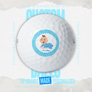 Es ist ein Junge Blau Gepunktete Babyparty Geschle Golfball