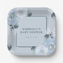 Es ist ein Junge, blaue Floral-Baby-Party