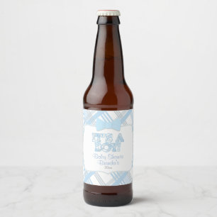Es ist ein Junge, blaue karierte Baby-Dusche Bierflaschenetikett
