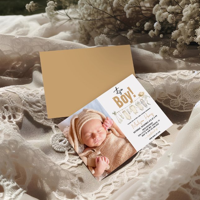 Es ist ein Junge! Blue Baby Shower - Niedlich & Sw Einladung (Von Creator hochgeladen)