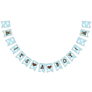 Es ist ein Junge Blue Clouds Teddy Bear Baby Dusch Wimpelkette