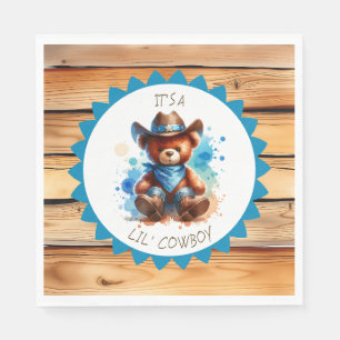 Es ist ein Junge Cowboy Teddy Bear Boy's Baby Sh Serviette