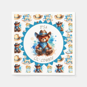 Es ist ein Junge Cowboy Teddy Bear Boy's Baby Sh Serviette
