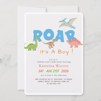Es ist ein Junge Dino Dinosaur Baby Shower Einladung