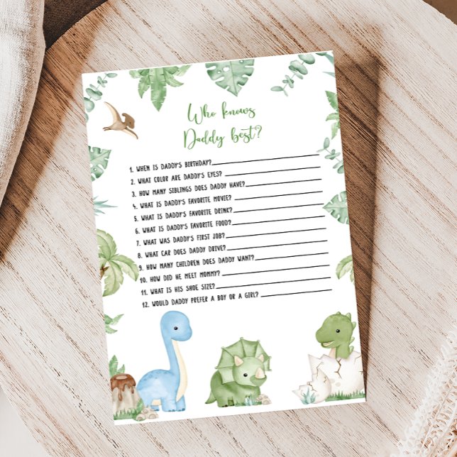 Es ist ein Junge Dinosaurier Dusche Wer weiß Daddy (It's A Boy Dinosaur Baby Shower Game)