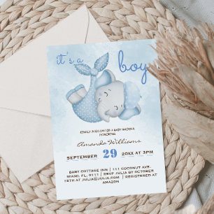 Es ist ein Junge Elefant Baby Junge Shower blau Einladung