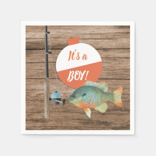 Es ist ein Junge Fishing Theme Baby Dusche Serviette