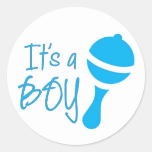 Es ist ein Junge Geschlecht zeigen Baby Dusche Blu Runder Aufkleber