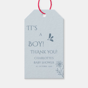 Es ist ein Junge! Minimalismus Pastellblau Baby Sh Geschenkanhänger
