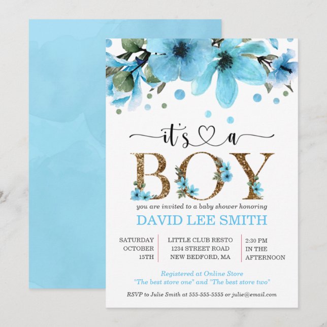 Es ist ein Junge mit hellblauen und goldenen Aquar (Vorne/Hinten)