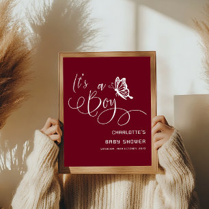 Es ist ein Junge Moderne Schmetterling Baby Shower Poster