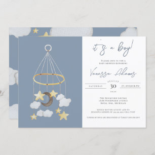 Es ist ein Junge! Moon & Stars Baby Mobile Kinderz Einladung