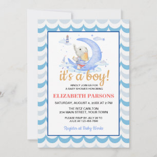 Es ist ein Junge Nautical Mond Baby Shower Einladung