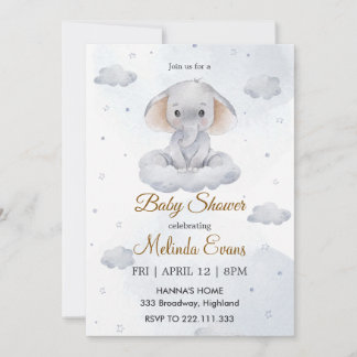 Es ist ein Junge niedlicher Elefant Baby Shower Einladung