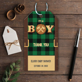 Es ist ein Junge Rustic Lumberjack Flannel Baby Du Geschenkanhänger