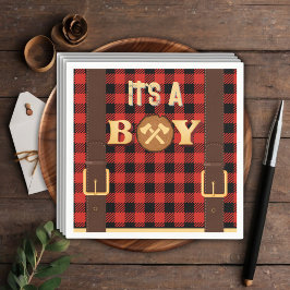 Es ist ein Junge Rustic Lumberjack Flannel Baby Du Serviette