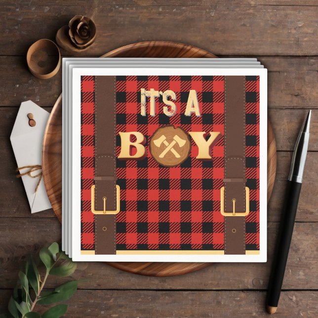 Es ist ein Junge Rustic Lumberjack Flannel Baby Du Serviette (Von Creator hochgeladen)