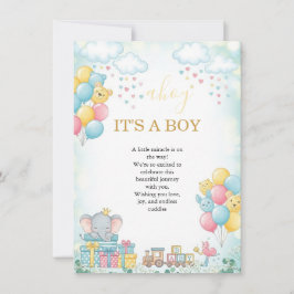 Es ist ein Junge - Süße Babyparty-Einladungskarte Einladung