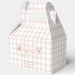 Es ist ein Junge! Süße braune Gingham Notedry Baby Geschenkschachtel