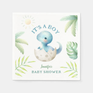 Es ist ein Junge! Süße Dino-Dinosaurier-Baby-Party Serviette