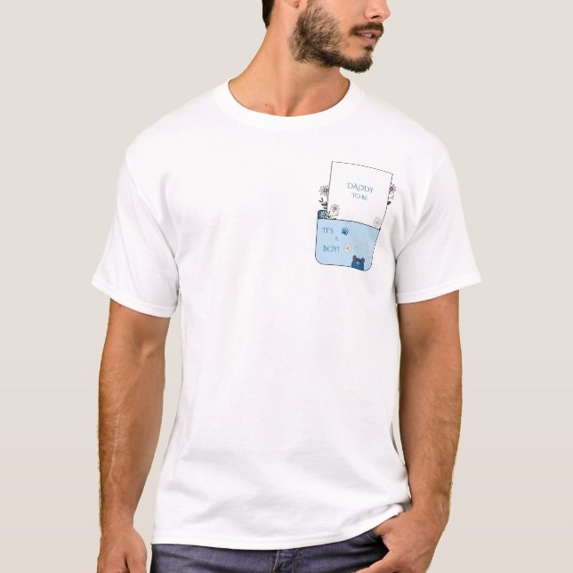Es ist ein Junge! Süßer Bär & Gänseblümchen werden T-Shirt (Vorderseite)