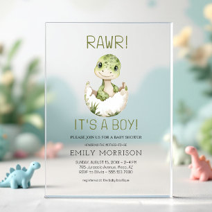 Es ist ein Junge Süßer Dinosaurier Baby Junge Show Acryleinladungen