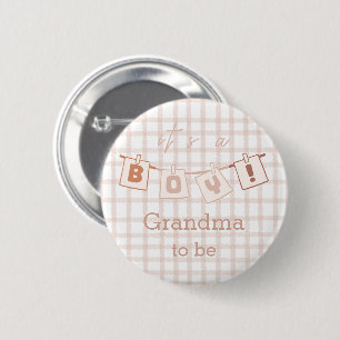 Es ist ein Junge! Süßes Gingham Notedry werdende O Button