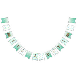 Es ist ein Junge, Teddy Bear Green Baby Dusche Wimpelkette