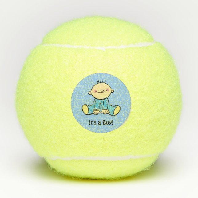 Es ist ein Junge Tennisbälle (Vorderseite)