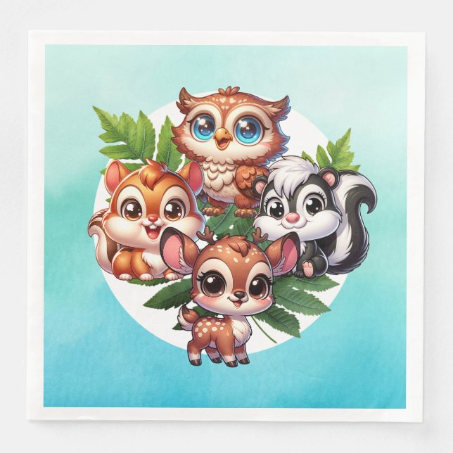 Es ist ein Junge | Woodland Creatures Babydusche Serviette (Vorderseite)