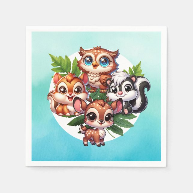 Es ist ein Junge | Woodland Creatures Babydusche Serviette (Vorderseite)