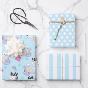 Es ist ein Jungen-Storch-Baby-Verpackungspapier-Se Geschenkpapier Set