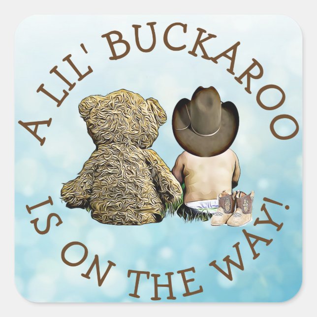 Es ist ein kleines Cowboy-Baby-Aufkleber Quadratischer Aufkleber (Vorderseite)