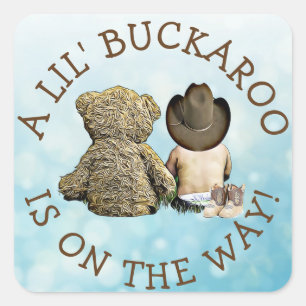 Es ist ein kleines Cowboy-Baby-Aufkleber Quadratischer Aufkleber