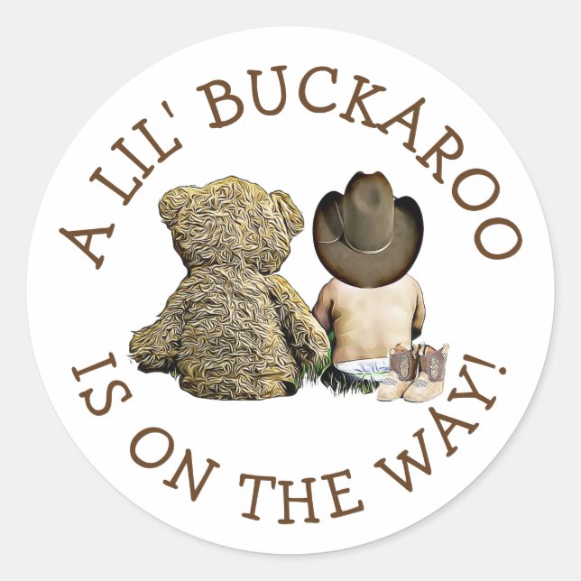 Es ist ein kleines Cowboy-Baby-Aufkleber Runder Aufkleber (Vorderseite)
