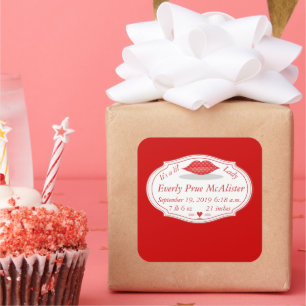 Es ist ein Lil' Lady Hipster Vintag Retro Baby Gir Quadratischer Aufkleber